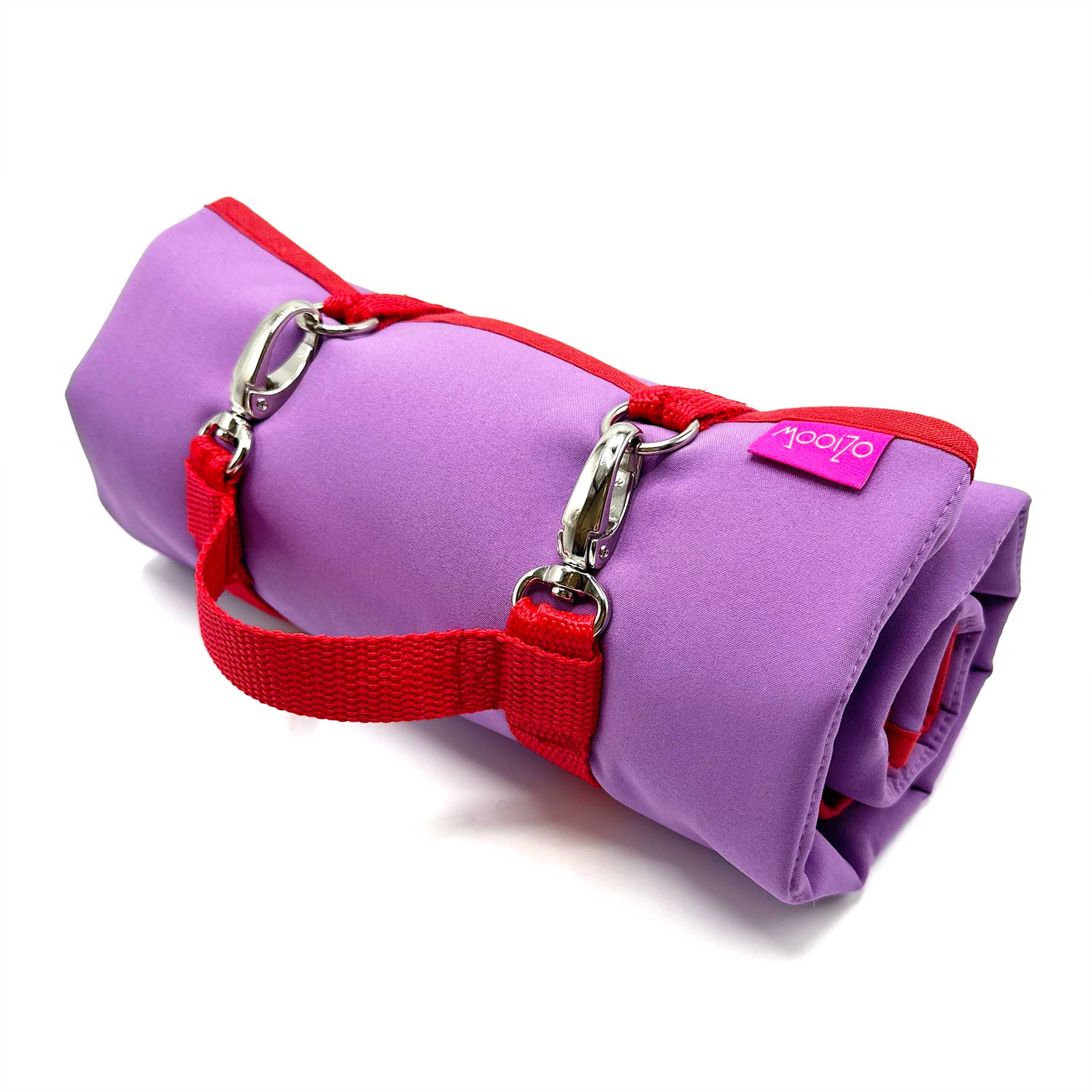 Dog'n'Roll • Hundereisedecke • Sunset Stripes • Flieder - Rot – Bild 3