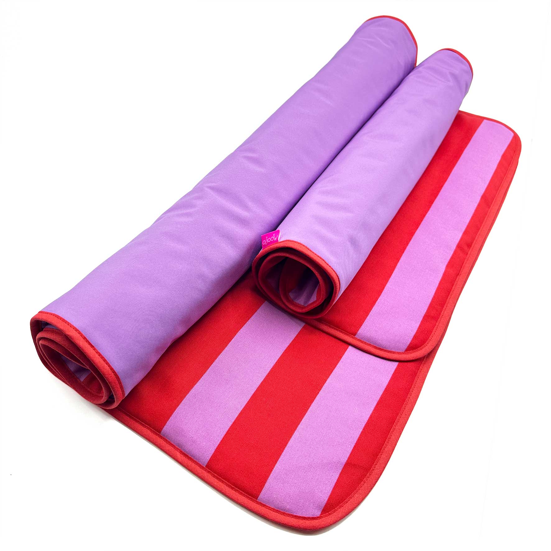 Dog'n'Roll • Hundereisedecke • Sunset Stripes • Flieder - Rot – Bild 4