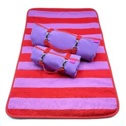 Dog'n'Roll • Hundereisedecke • Sunset Stripes • Flieder - Rot