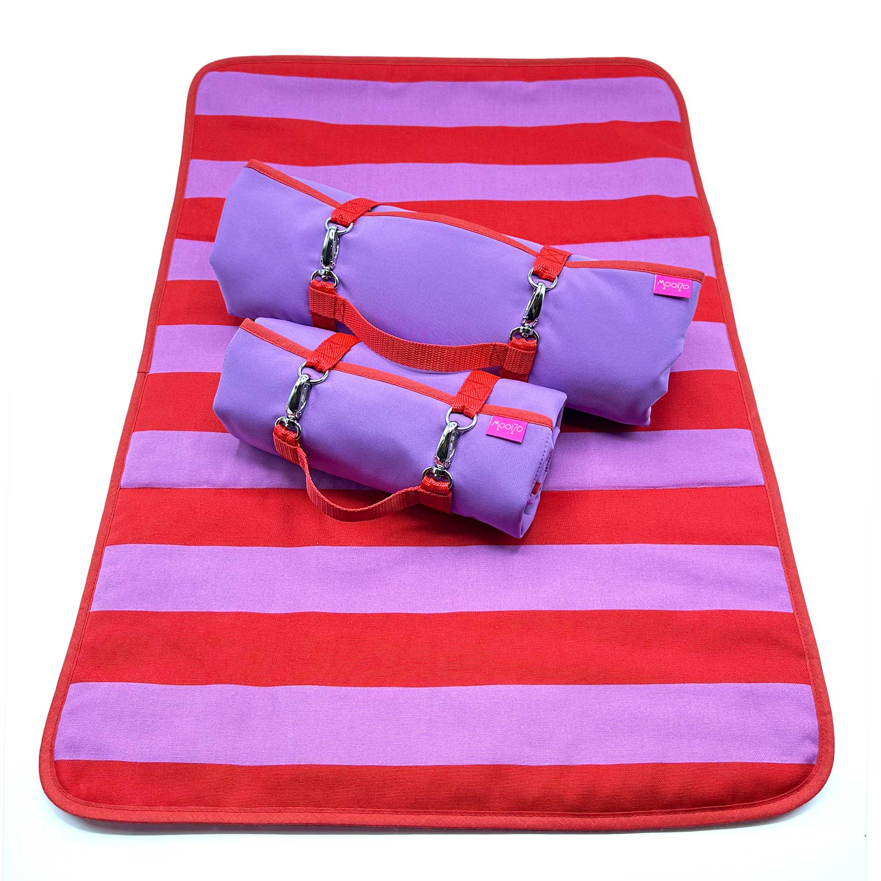 Dog'n'Roll • Hundereisedecke • Sunset Stripes • Flieder - Rot