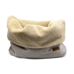 Cozy Mupfel • Hunde Kuschelsack • Breitcord Beige - Fell Creme-Beige