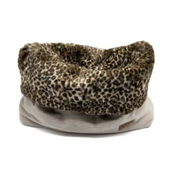 Cozy Mupfel • Hunde Kuschelsack • Breitcord Beige - Fell Leo-Optik