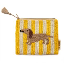Handbesticktes Perlen-Täschchen • Etui • Kosmetiktasche • Dackelmotiv